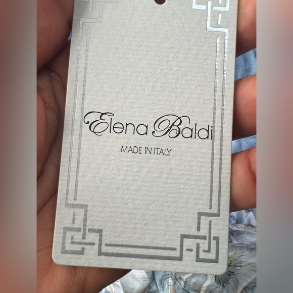 Elena Baldi blue Silk Blend Floral Tiered Maxi Dress medium new with tags - Picture 12 of 13